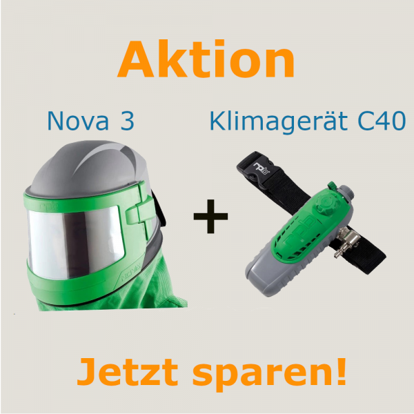 Sandstrahlhelm NOVA 3 mit NYLON-Schutzcape und KLIMAGERÄT